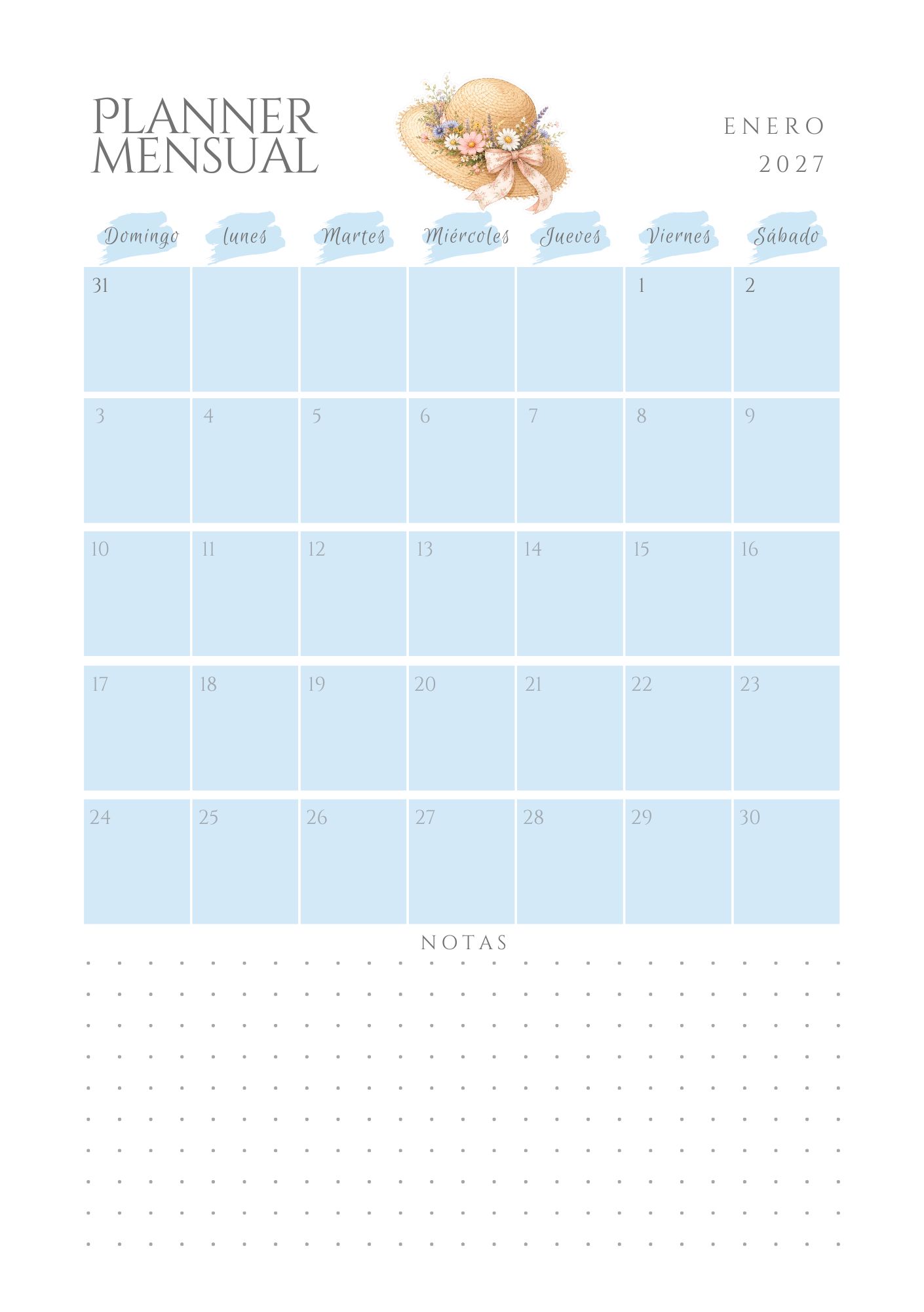 Vista 2 de Agenda-Planner 2027 A5 "Entre flores y golondrinas