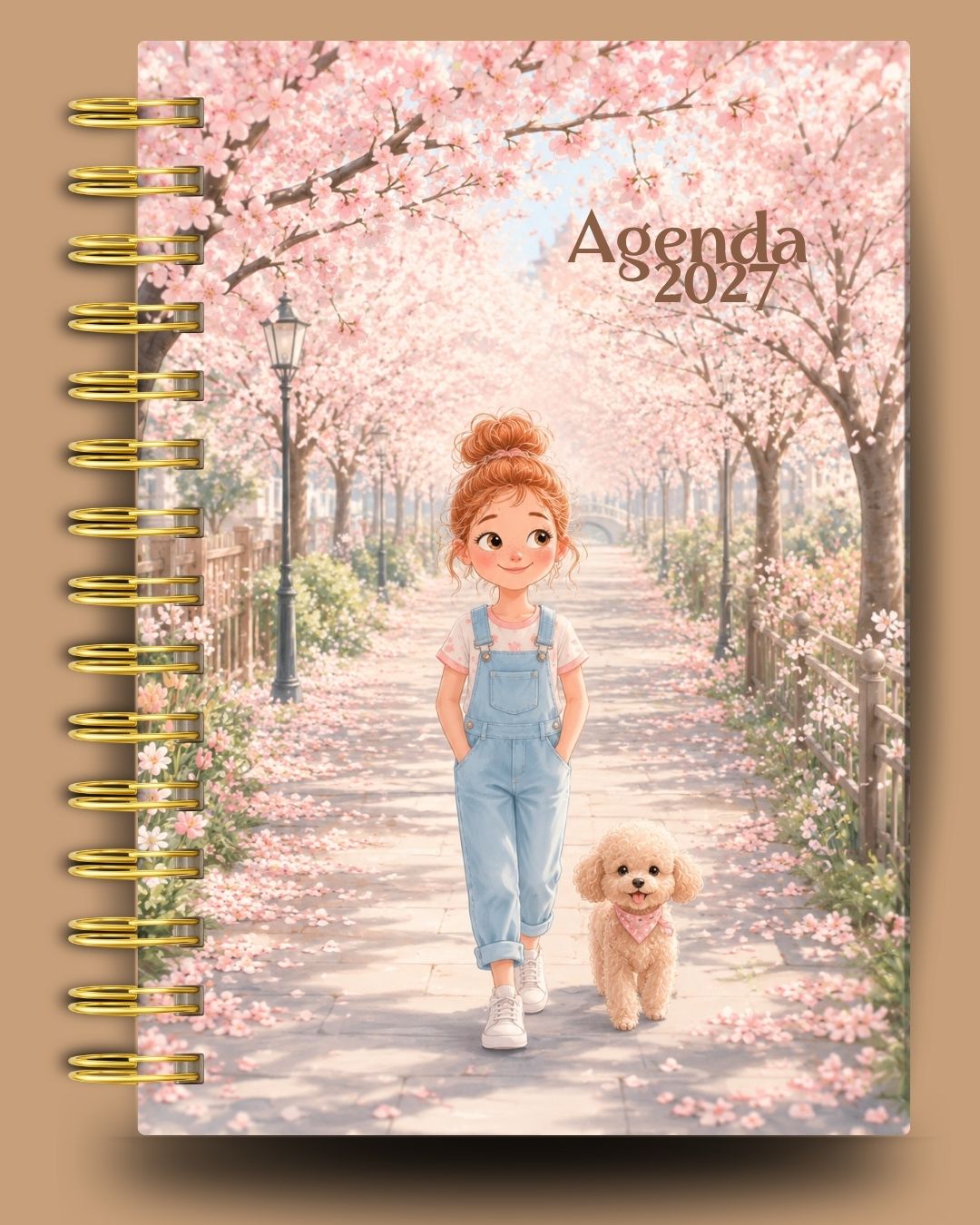Agenda A5 "Niña, cerezo y perrito"