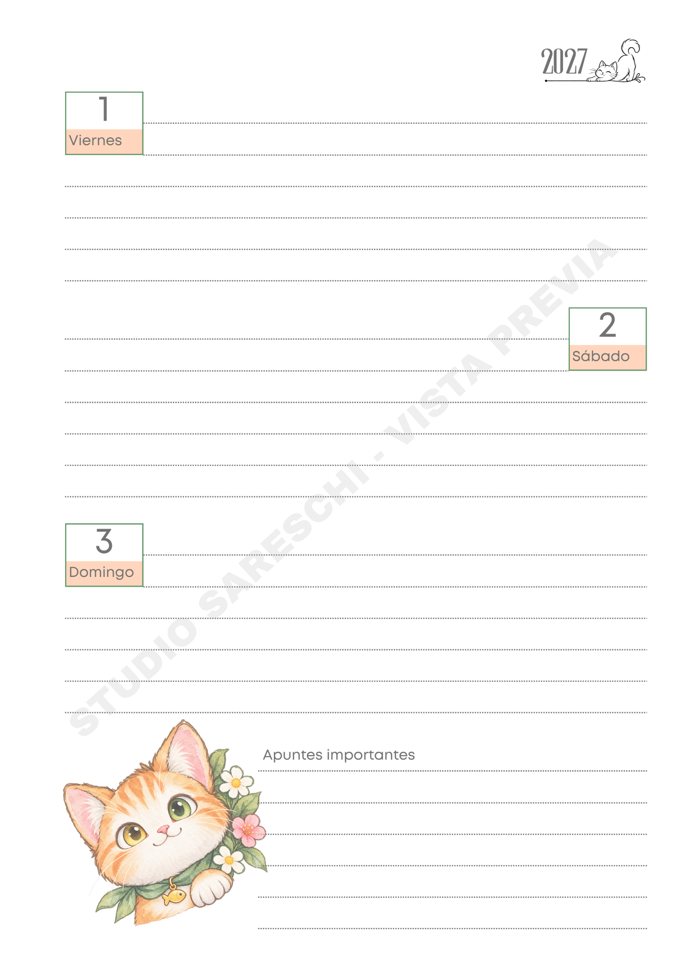 Vista 3 de Agenda fechada 2027 "Cat Lover" - A5