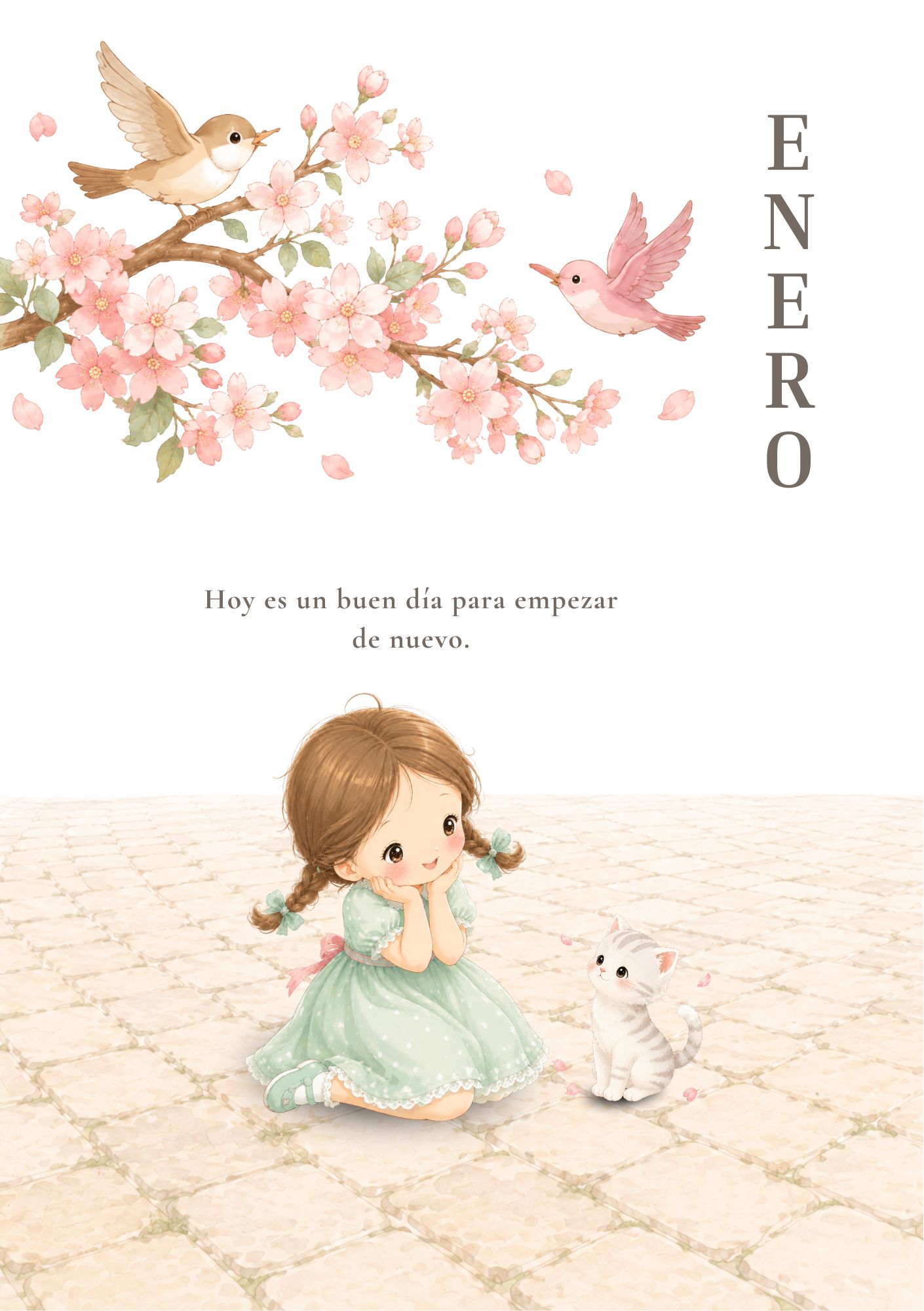 Vista 2 de Agenda A5 "Niña y gatito"