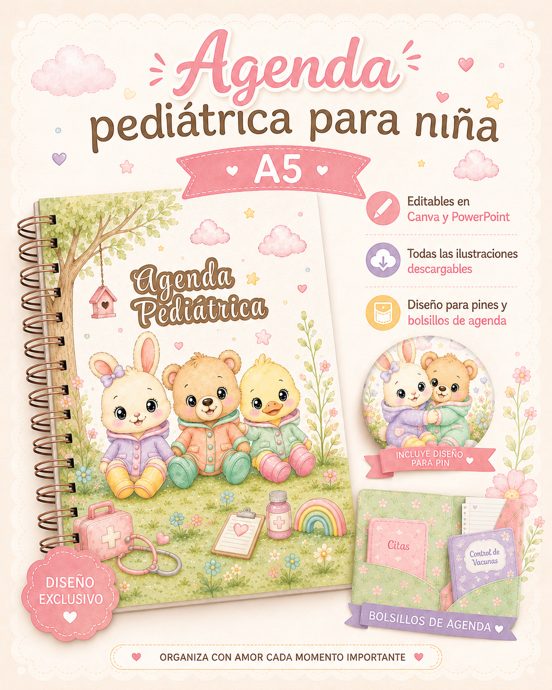 Agenda pediátrica - Niña - A5