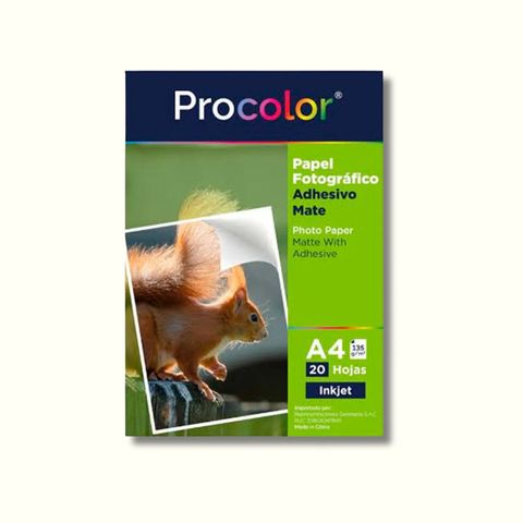 Papel fotográfico adhesivo mate 135gr x 20 hojas