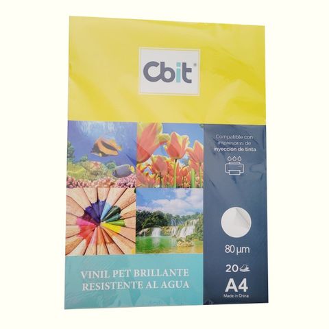 Vinil PET adhesivo blanco x 20 hojas