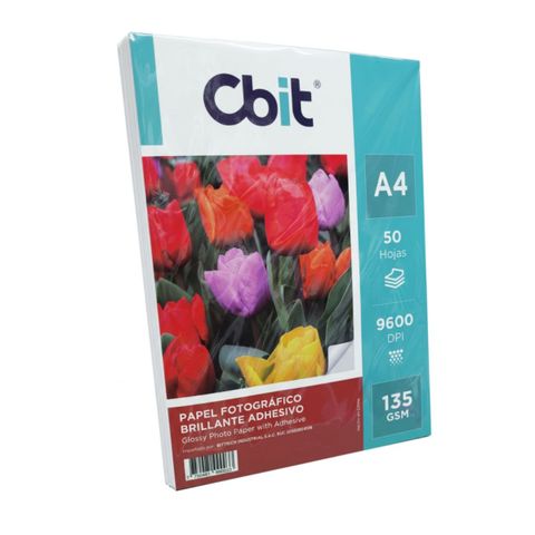 Papel fotográfico adhesivo brillo 135 g x50