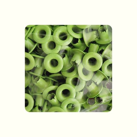Ojalillo metálico #100 verde manzana x 200 und