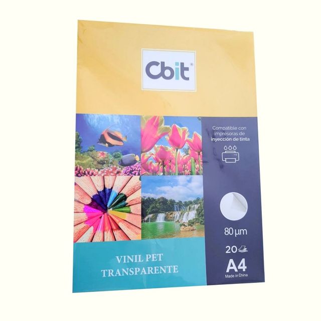 Vinil PET adhesivo transparente x 20 hojas