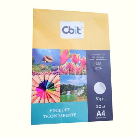 Vinil PET adhesivo transparente x 20 hojas