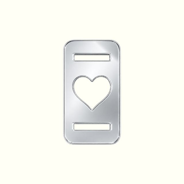 Pasacinta de acrílico corazón rectangular plateado x 10 und