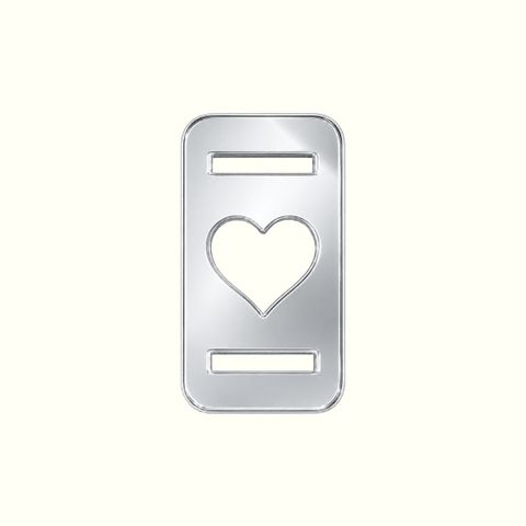 Pasacinta de acrílico corazón rectangular plateado x 10 und