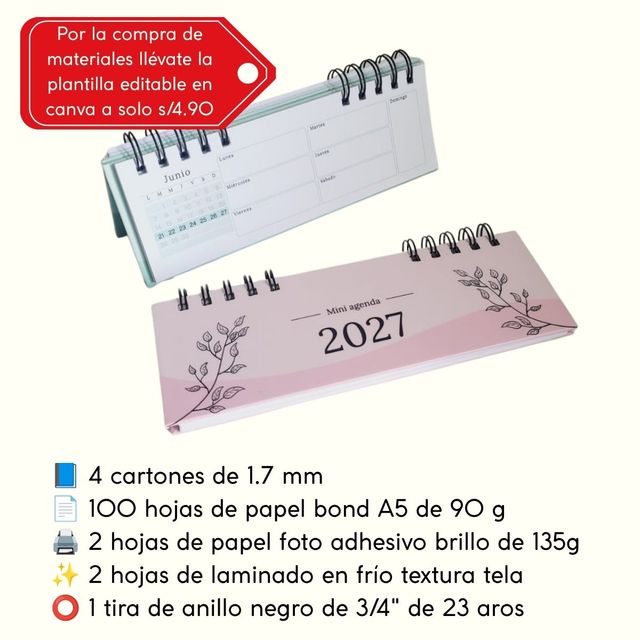 Kit mini agenda 2027 7.75 x 22 cm