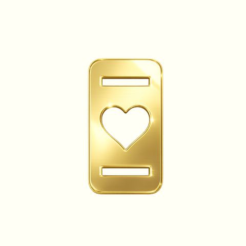 Pasacinta de acrílico corazón rectangular dorado x 10 und