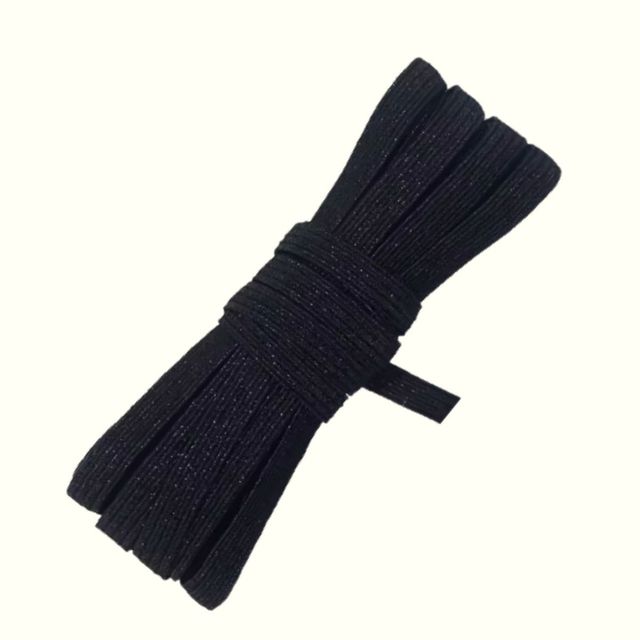 Elástico trencilla 6mm black glitter x 4m