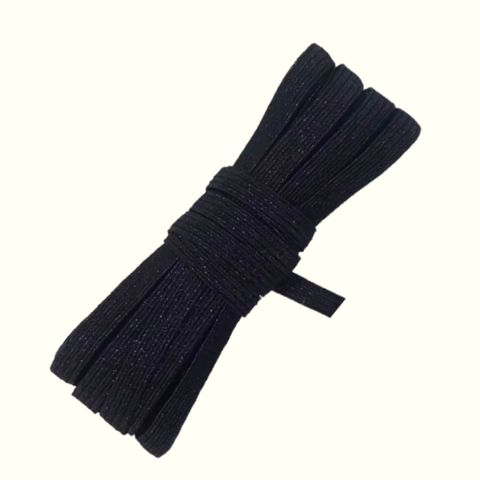 Elástico trencilla 6mm black glitter x 4m